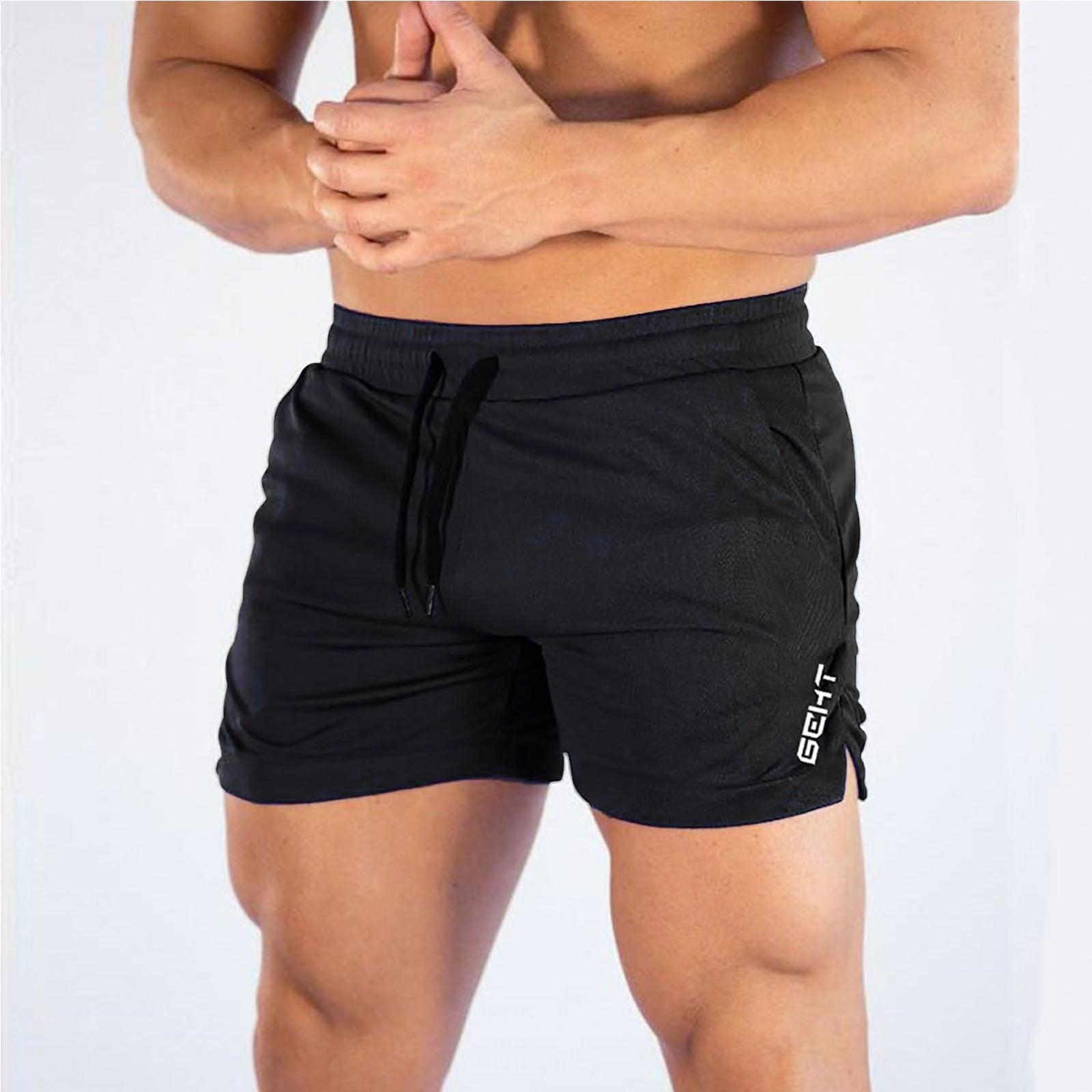 Mens Shorts Casual with Pockets Solid Drawstring ShortMens Workout