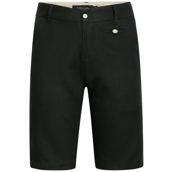 Men's Linen Casual Shorts Cotton Classic Summer Shorts with Buttons Flat Front Lightweight Pants with Pockets
