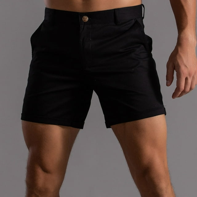 Mens Shorts Chino Pants Summer Solid Color Pocket Drawstring Loose Quick Dry Casual Sports Running Straight Beach With Pockets Athletic ,Black