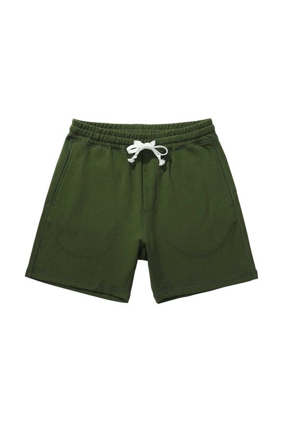 Mens Shorts Cotton Drawstring Elastic Waist Straight Leg Casual Solid Color Basic Comfort Loungewear Athletic Short Pants with Pockets