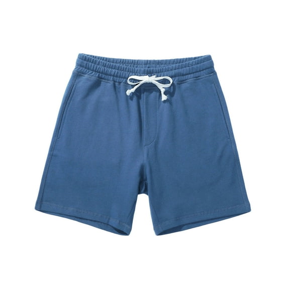 Mens Shorts Cotton Drawstring Elastic Waist Straight Leg Casual Solid Color Basic Comfort Loungewear Athletic Short Pants with Pockets