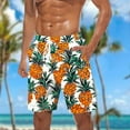 thumbnail image 1 of Mens Shorts Hawaiian Pineapple Print Pockets Elastic Waist Casual Drawstring Beach Shorts White XXXXXL, 1 of 5
