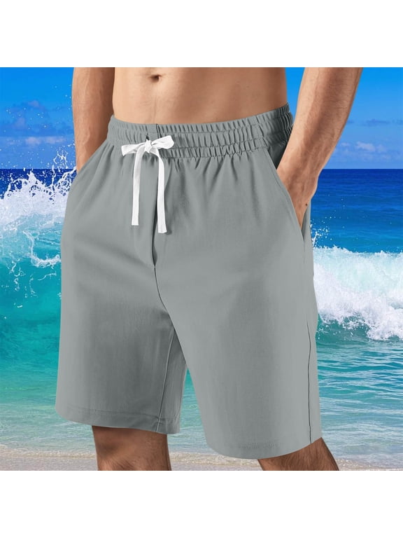 Mens Shorts Men's Casual Shorts Elastic Waist Drawstring Lightweight Outdoor Summer Beach Shorts with Pockets Hiking Shorts