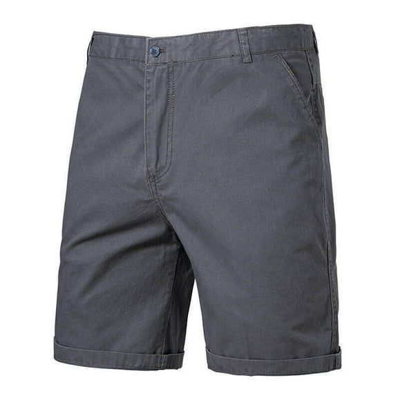 Mens Shorts Solid Color Casual Button-Front Pocket Beach Shorts Dark Gray XXXXXL