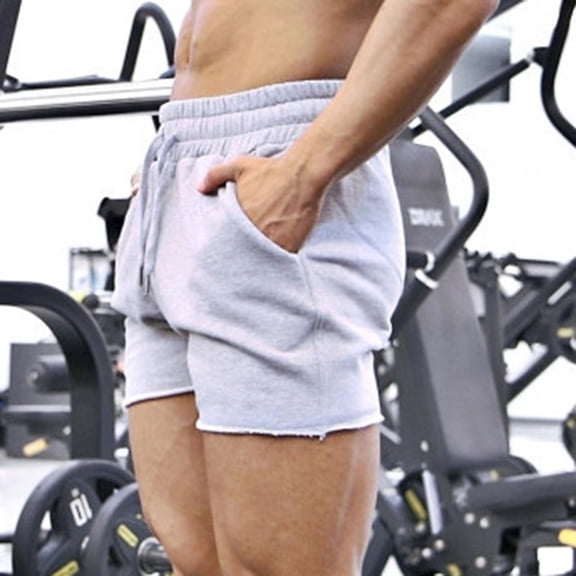 Mens Shorts Clearance Solid Color Casual Loose Fit Drawstring Pocket Straight-Leg Shorts Gray L