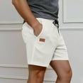 thumbnail image 1 of Mens Shorts Clearance Solid Color Drawstring Elastic Waist Waffle Shorts with Pockets Casual Sport Bermuda Shorts White XL, 1 of 6