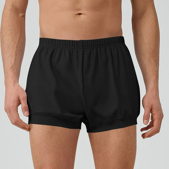 Mens Shorts Solid Color Training Elastic Waist Pocket Bermuda Shorts Black L