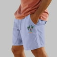 thumbnail image 1 of Mens Shorts Washed Crinkle Palm Tree Print Elastic Waist Straight-Leg Beach Shorts Blue XL, 1 of 4
