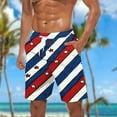 thumbnail image 1 of Mens Shorts Elastic Waist Drawstring Casual Independence Day Print Shorts Beach Shorts with Pockets Hiking Short, 1 of 5