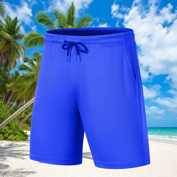 Mens Shorts Clearance under $10 Elastic Waist Drawstring Solid Color Casual Pockets Beach Shorts with Pockets Hiking Short