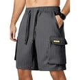 thumbnail image 1 of Mens Shorts Solid Color Training Elastic Waist Pocket Bermuda Shorts Gray S, 1 of 4