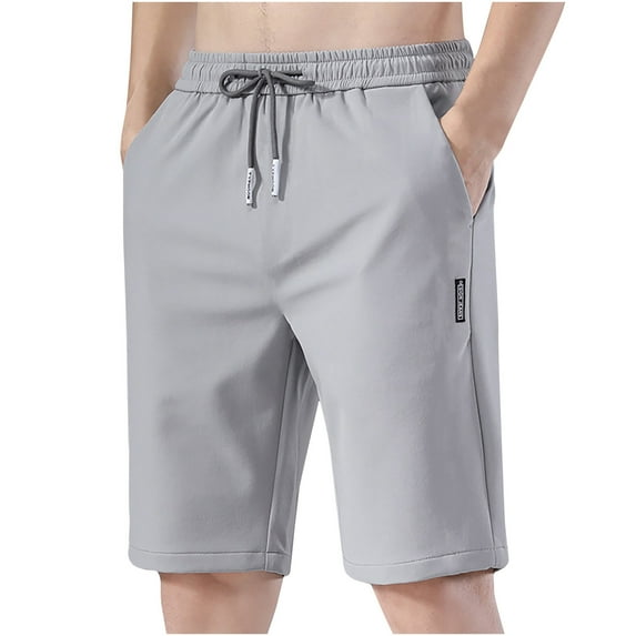 Mens Shorts Clearance under $5,Mens Casual Solid Pocket Elastic Waist Straight Half Shorts Sport Pants