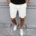 thumbnail image 1 of Mens Shorts Drawstring Summer Retro Shorts Solid Color Casual Pants Shorts White M, 1 of 5