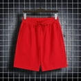 thumbnail image 1 of Mens Shorts Drawstring Waist Solid Color Casual Pockets Short Pants Red L, 1 of 6