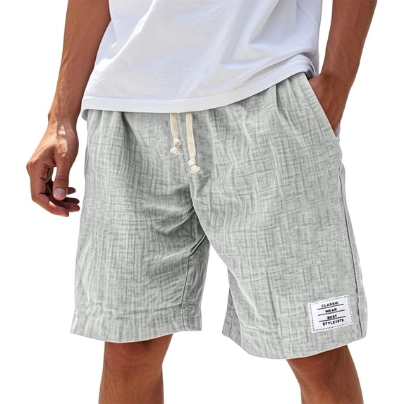 Mens Shorts Elastic Waist Big and Tall Plus Size Beach Shorts Knee Length Wide Leg Casual Short with Pockets White M