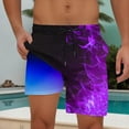 thumbnail image 1 of Mens Shorts Elastic Waist Casual Print Shorts with Pockets Beach Pants Purple M, 1 of 6