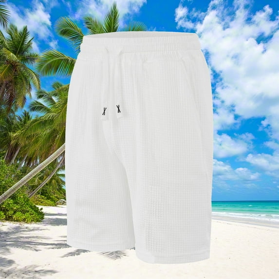 Mens Shorts Elastic Waist Cool Shorts Mens Shorts Clearance Sale, Draw String Shorts Men Slim Fit Shorts Mens Comfy Shorts Comfy Shorts for Men, White, M