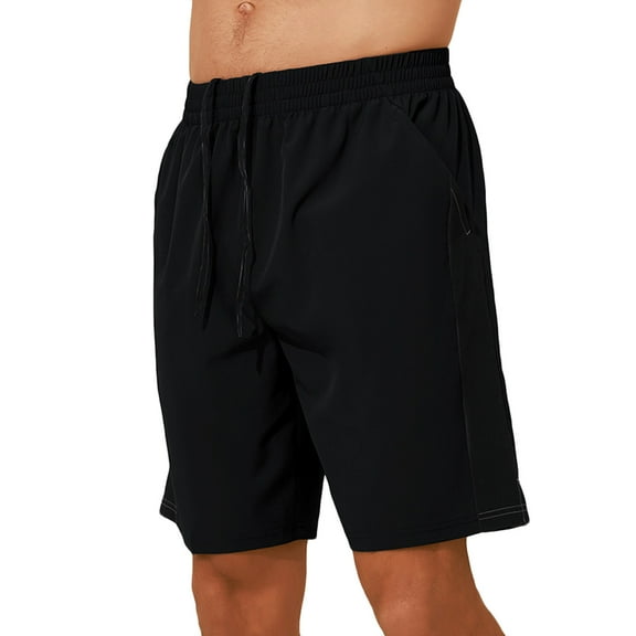 Mens Shorts Elastic Waist Drawstring Lightweight Quick Drying Casual Solid Pockets Shorts