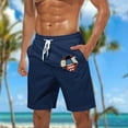 thumbnail image 1 of Mens Shorts Elastic Waist Independence Day Print Casual Shorts with Pockets Beach Shorts Dark Blue XXXXL, 1 of 5