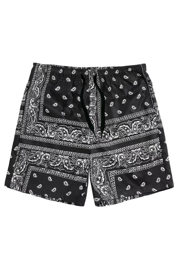Mens Shorts Elastic Waist Summer Shorts For Mens 2025 Stylish Boho Drawstring Waist Paisley 3D Print Beachwear Vacation Trousers Casual Trouser