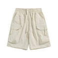 thumbnail image 1 of Mens Shorts Fashion Sports Multi-Pockets Casual Summer Solid Elastic Waistband Short Pants Casual Shorts Men Beige L, 1 of 3