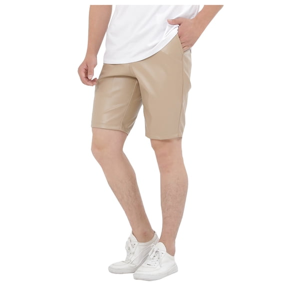 Mens Shorts Leather Hop Motorcycle Ride Party Disco Short Pants for Men Silver
