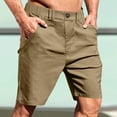 thumbnail image 1 of Mens Shorts Golf Button Elastic Waist 9 Inch Casual Loose Flat Front Travel Work Cargo Shorts with Pockets, 1 of 5