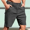 thumbnail image 1 of Mens Shorts Golf Button Elastic Waist 9 Inch Casual Loose Flat Front Travel Work Cargo Shorts with Pockets, 1 of 9