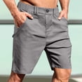 thumbnail image 1 of Mens Shorts Golf Button Elastic Waist 9 Inch Casual Loose Flat Front Travel Work Cargo Shorts with Pockets, 1 of 5