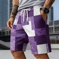 thumbnail image 1 of Mens Shorts Graphic Color Block Elastic Waist Summer Loose Pocket Casual Breathable Sports Drawstring Beach Running Workout Purple Shorts, 1 of 3