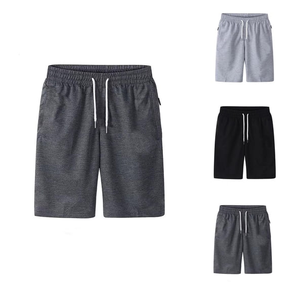 Mens Shorts Knee Length Summer Casual Elastic Waist Lightweight Straight Leg Loose Beach Shorts with Pockets