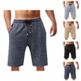 thumbnail image 1 of Mens Shorts Knee Length Summer Lightweight Breathable Elastic Waist Straight Leg Loose Beach Shorts with Pockets, 1 of 4