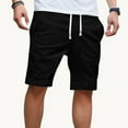 thumbnail image 1 of Mens Shorts Lace-up Elastic Waist Pocket Exercise Fitness Home Half Shorts Pants Cargo Shorts for Men Black L, 1 of 6