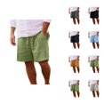 thumbnail image 1 of Mens Shorts Linen Blend Drawstring Waist, Casual Cotton Summer Shorts for Men, Lightweight Lounge Shorts with Pockets, Elastic Waist Shorts for Travel or Home Relaxation S-XXL, Black, 1 of 6