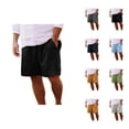 thumbnail image 1 of Mens Shorts Linen Blend Drawstring Waist, Casual Cotton Summer Shorts for Men, Lightweight Lounge Shorts with Pockets, Elastic Waist Shorts for Travel or Home Relaxation S-XXL, Black, 1 of 6