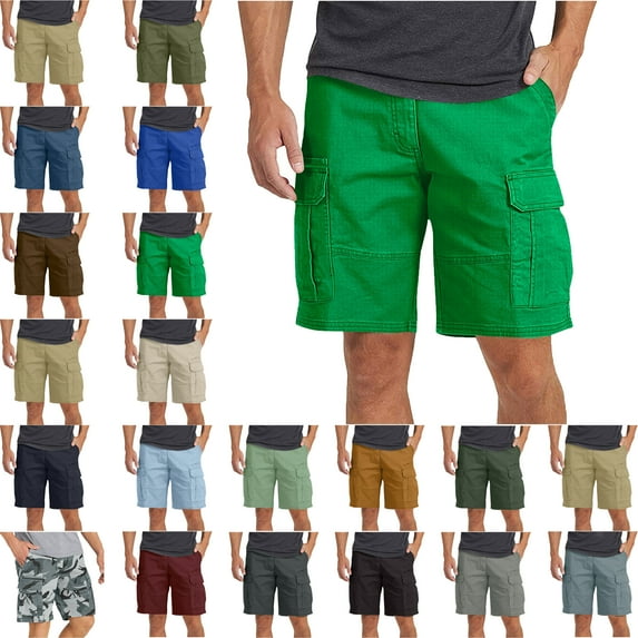 Mens Shorts Men's and Big Men's Stretch Cargo Shorts Solid Color Splicing Process Capri Pants Side Pocket With Multiple Pockets Casual Shorts Beach Vacation Outdoor Sports Loose Capri Pants for Women