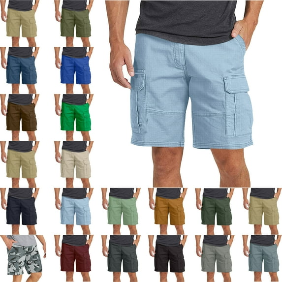 Mens Shorts Men's and Big Men's Stretch Cargo Shorts Solid Color Splicing Process Capri Pants Side Pocket With Multiple Pockets Casual Shorts Beach Vacation Outdoor Sports Loose Capri Pants for Women
