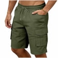 thumbnail image 1 of Mens Shorts, Men's Cargo Shorts Casual Cotton Drawstring Short Elastic Waist Work Shorts with Multi Pockets, 1 of 7