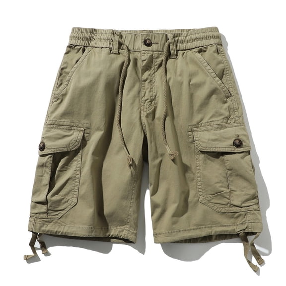 Mens Shorts Men's Multi Bag Workwear Pants Summer New Loose Size Outdoor Quarter Pants Mens Work Cargo Shorts Khaki 4XL