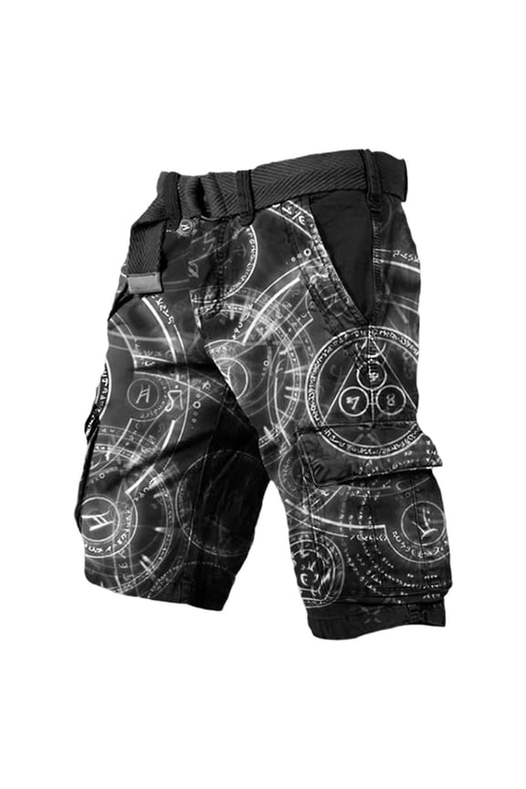 Mens Shorts Men's Norse Mythology Utility Cargo Shorts for Rugged Outdoor Adventure with Multiple Pockets for Travel and Work Black XL