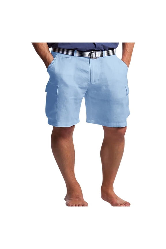 Mens Shorts, Mens Linen Peasant Shorts Casual Summer Beach Vacation Yoga Bermuda Shorts Loose Fit Button Down Military Cargo Short