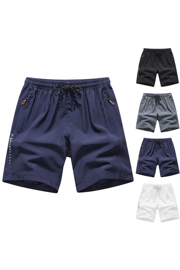 Mens Shorts, Mens No Liner Swim Trunks Quick Dry 9 Inch with Zipper Pockets Bathing Suits for Men Lineless Swim Shorts