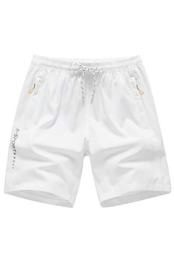 Mens Shorts, Mens No Liner Swim Trunks Quick Dry 9 Inch with Zipper Pockets Bathing Suits for Men Lineless Swim Shorts