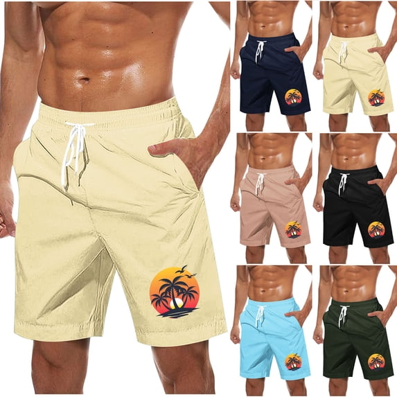 Mens Shorts Mens Shorts Shorts Men Men Casual Fashion Print Shorts With Pockets Elastic Waist Beach Pants Pink S