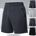 thumbnail image 1 of Mens Shorts Plus Size Elastic Waist Lightweight Quick Dry Casual Shorts with Zipper Pockets Beach Black Athletic Gym Basketball Shorts, 1 of 4