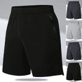 thumbnail image 1 of Mens Shorts Plus Size Elastic Waist Lightweight Quick Dry Casual Shorts with Zipper Pockets Beach Black Athletic Gym Basketball Shorts, 1 of 5