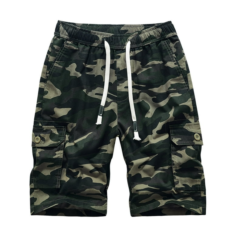 Mens Shorts Plus Size Printing Camouflage Cargo Shorts Low Rise