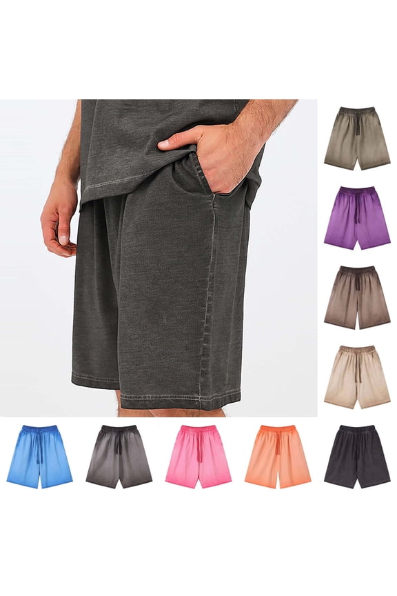 Mens Shorts with Pockets Big and Tall Elastic Waist Solid Color Lightweight Outdoor Pants Workwear for Men Travel Golf Camping Gifts for Men Black 4XL