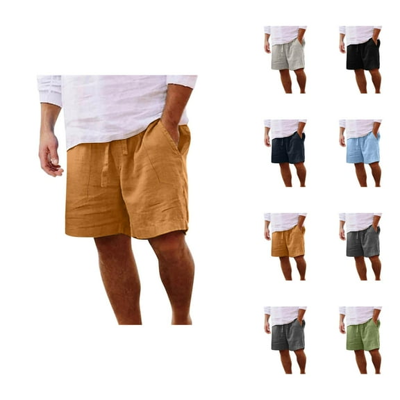 Mens Shorts with Pockets, Cotton Drawstring Casual Style Shorts for Men, Lightweight 7 Inch Inseam Summer Shorts, Ideal for Gym, Home, or Outdoor Travel Use S-5XL, Black