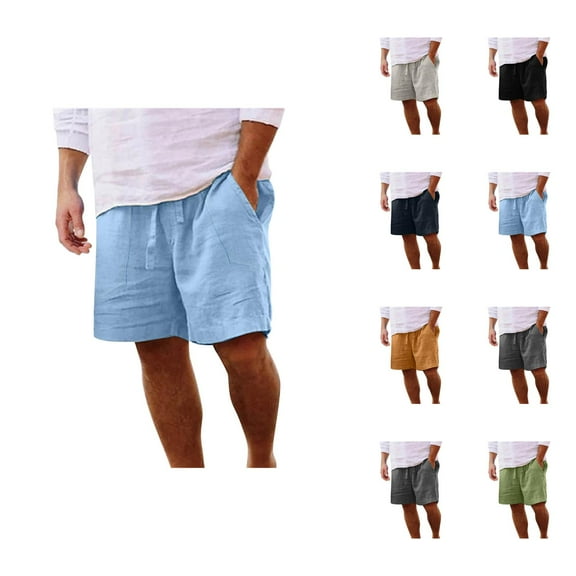 Mens Shorts with Pockets, Cotton Drawstring Casual Style Shorts for Men, Lightweight 7 Inch Inseam Summer Shorts, Ideal for Gym, Home, or Outdoor Travel Use S-5XL, Black